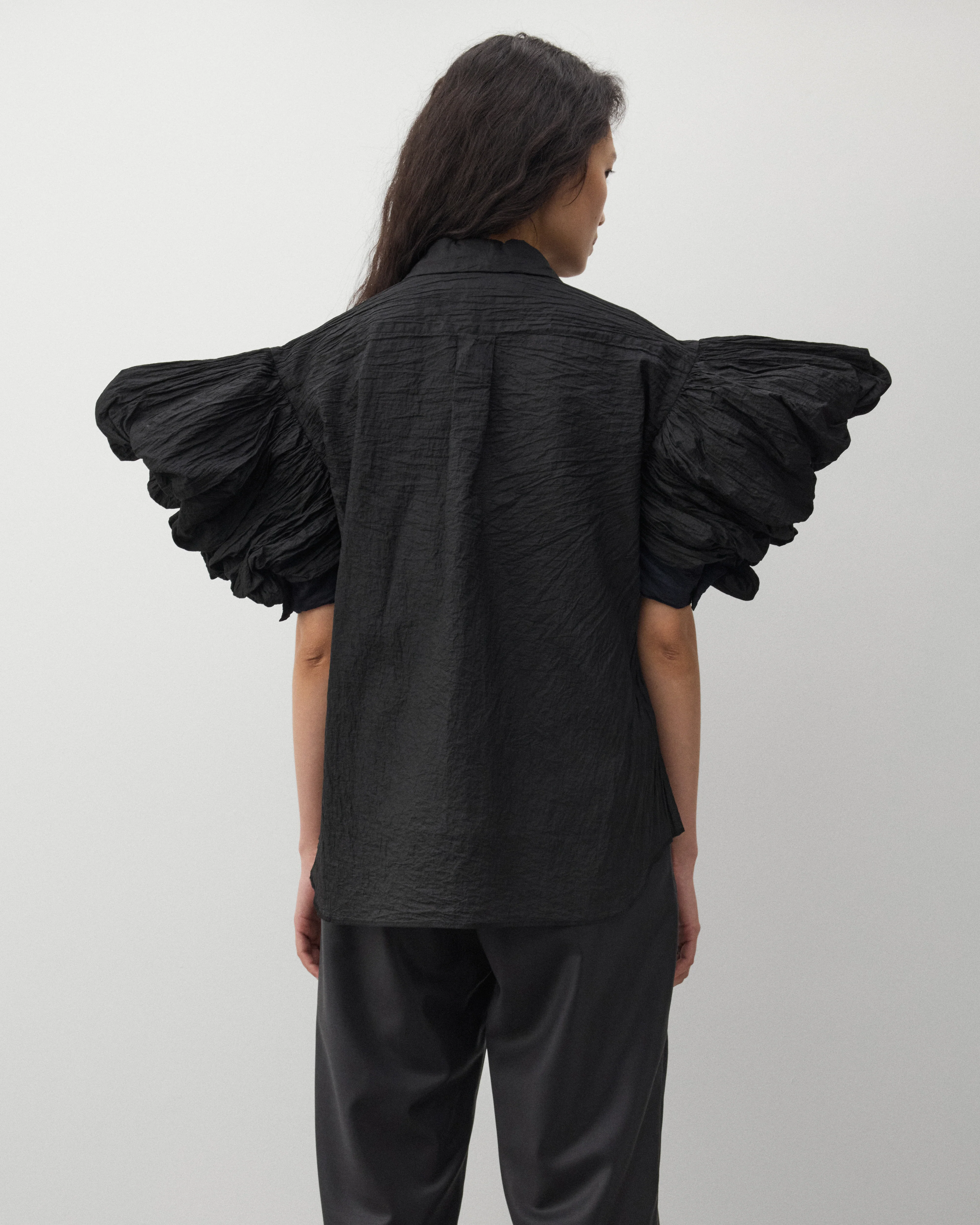 Tao - Women's Ruffle Sleeve Blouse - (Black) - Image 5