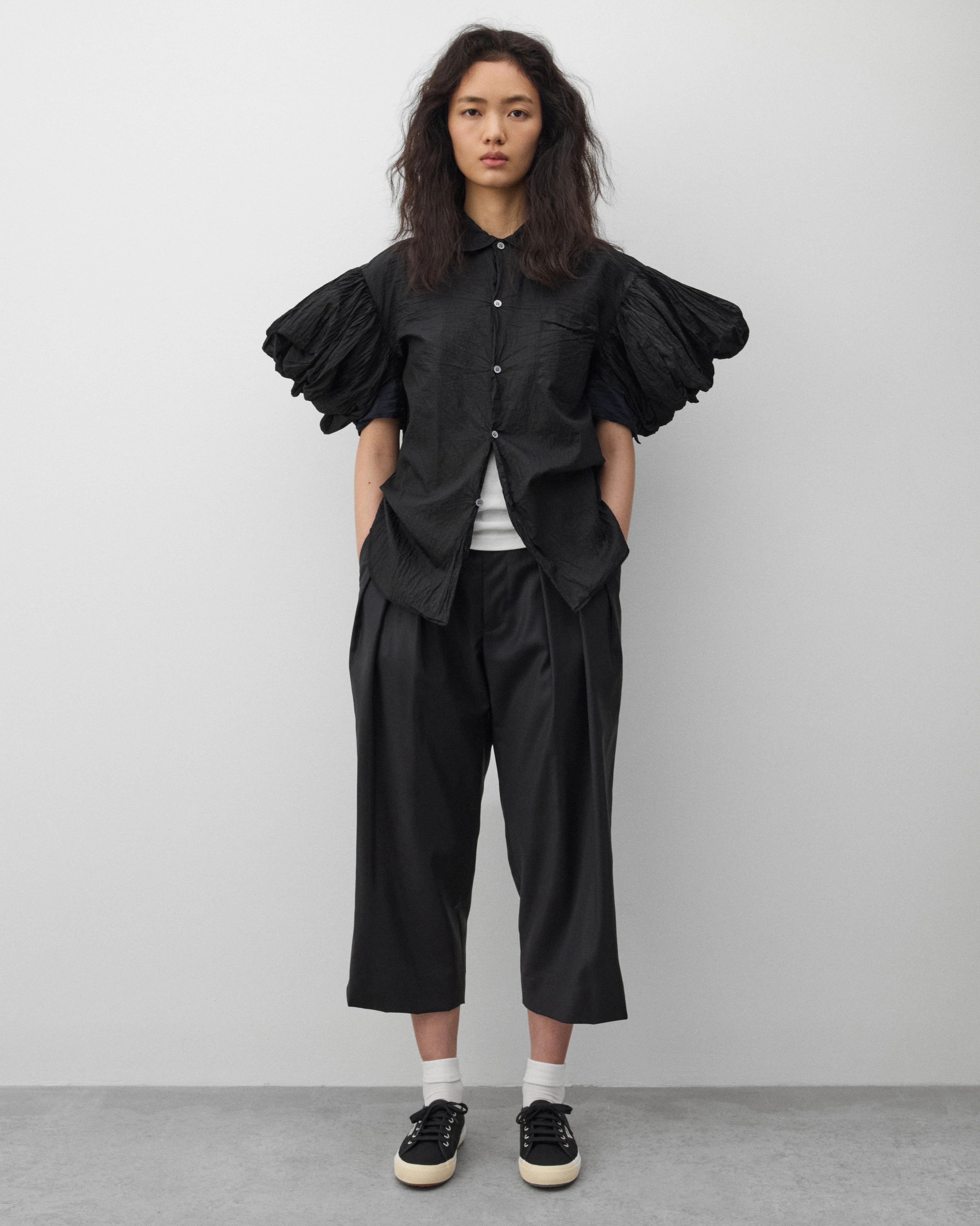 Tao - Women's Ruffle Sleeve Blouse - (Black) - Image 6