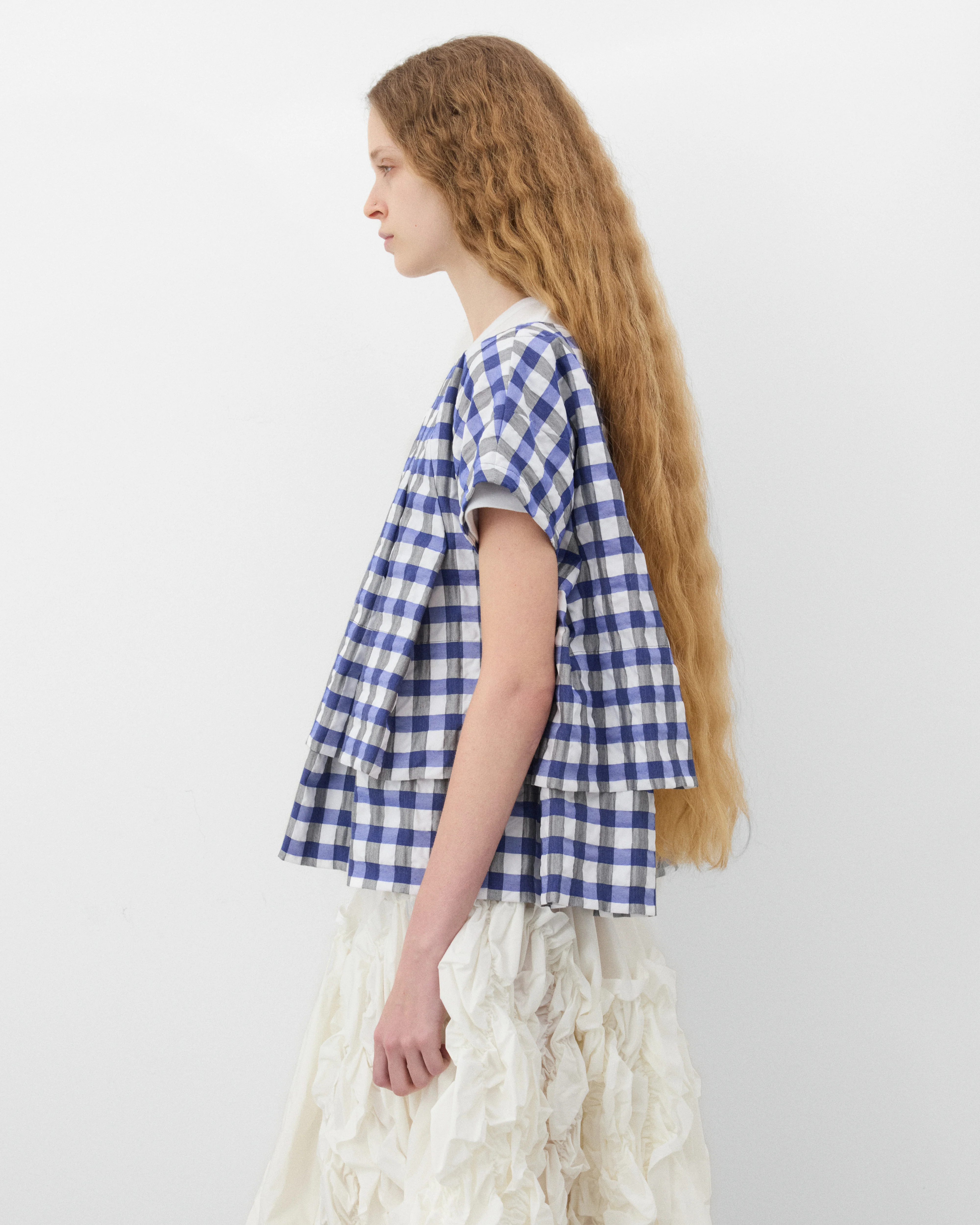 Tao - Women's Gingham Blouse - (Blue) - Image 4