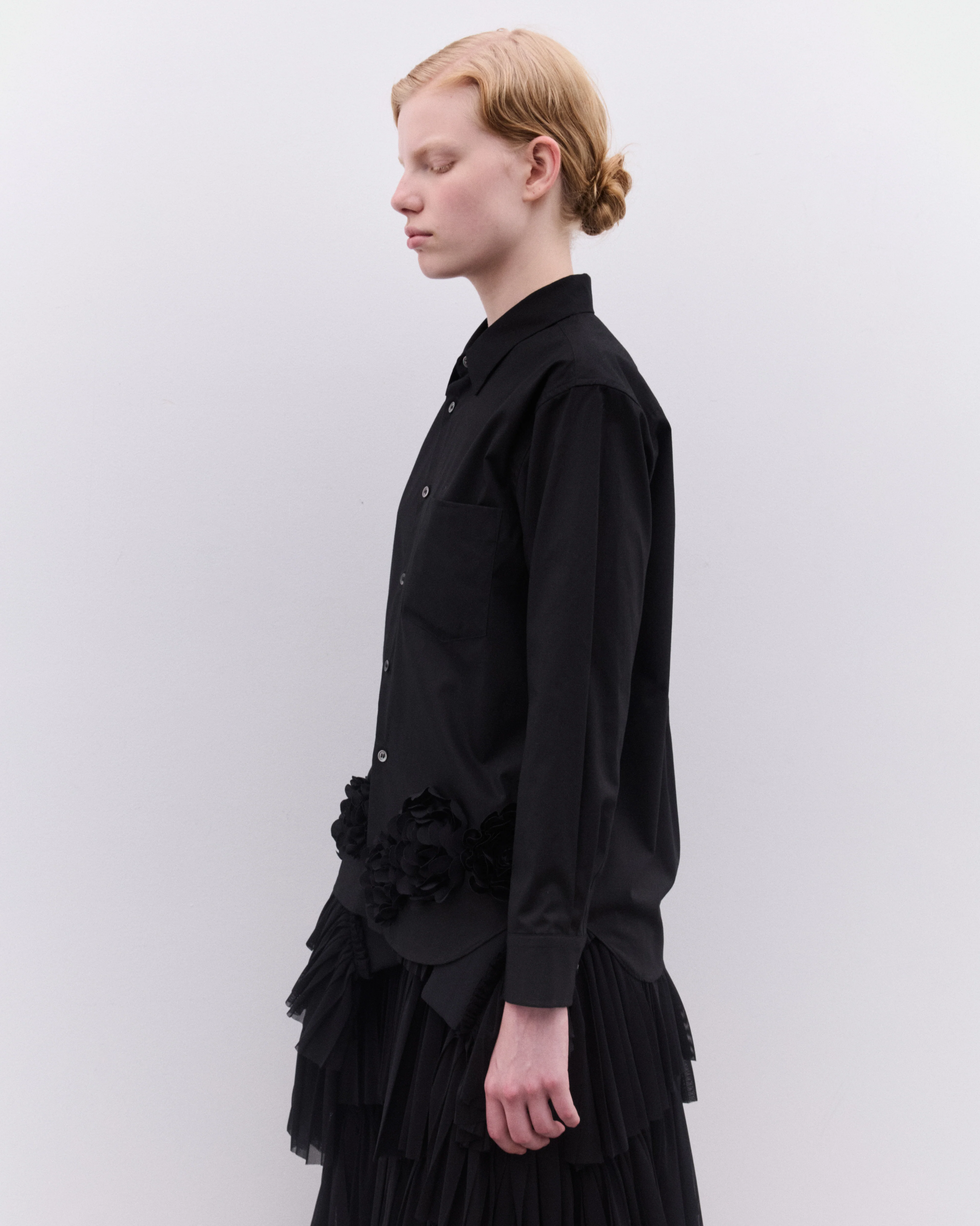 Tao - Women’s Floral Applique Shirt - (Black) - Image 4