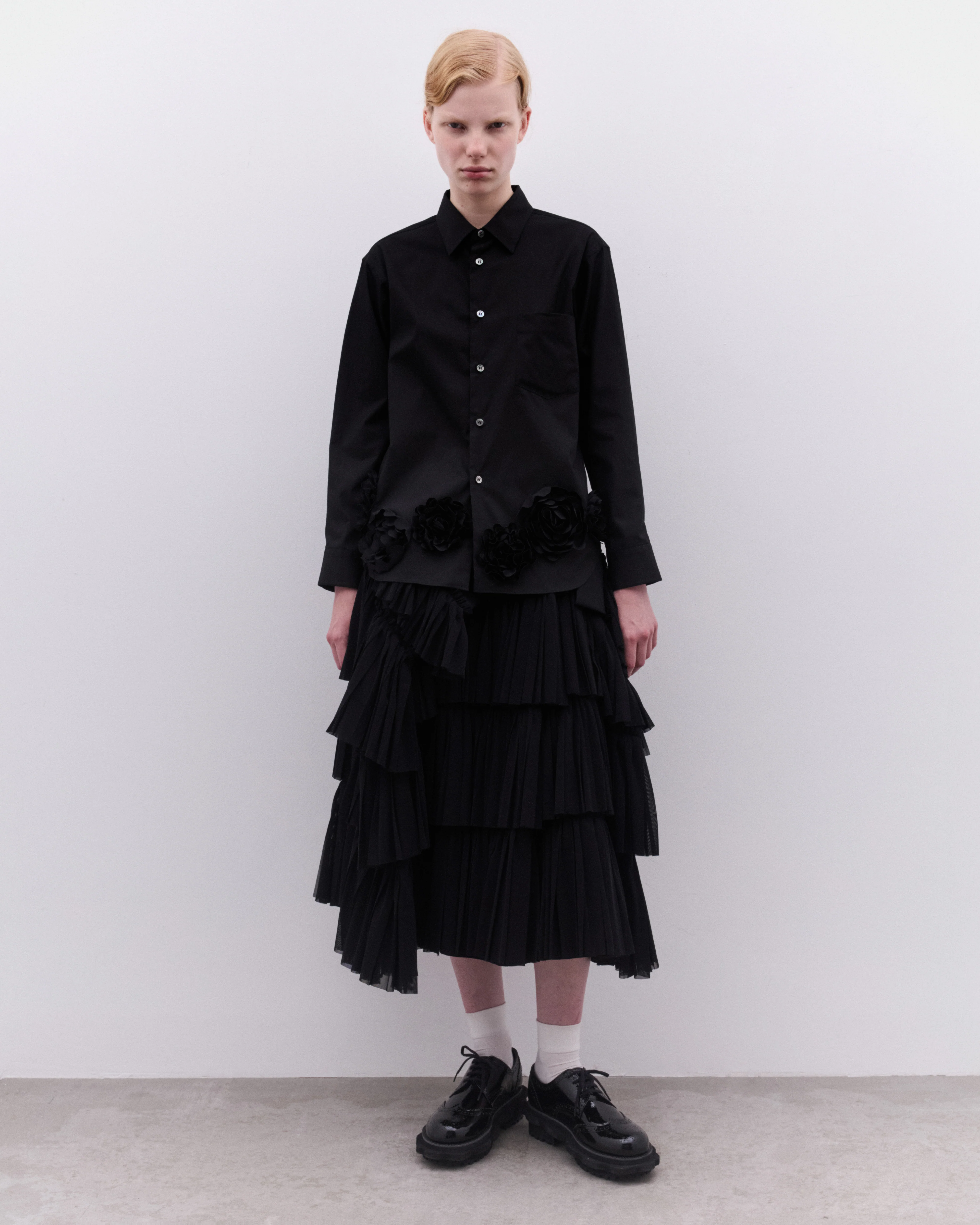 Tao - Women’s Floral Applique Shirt - (Black) - Image 6
