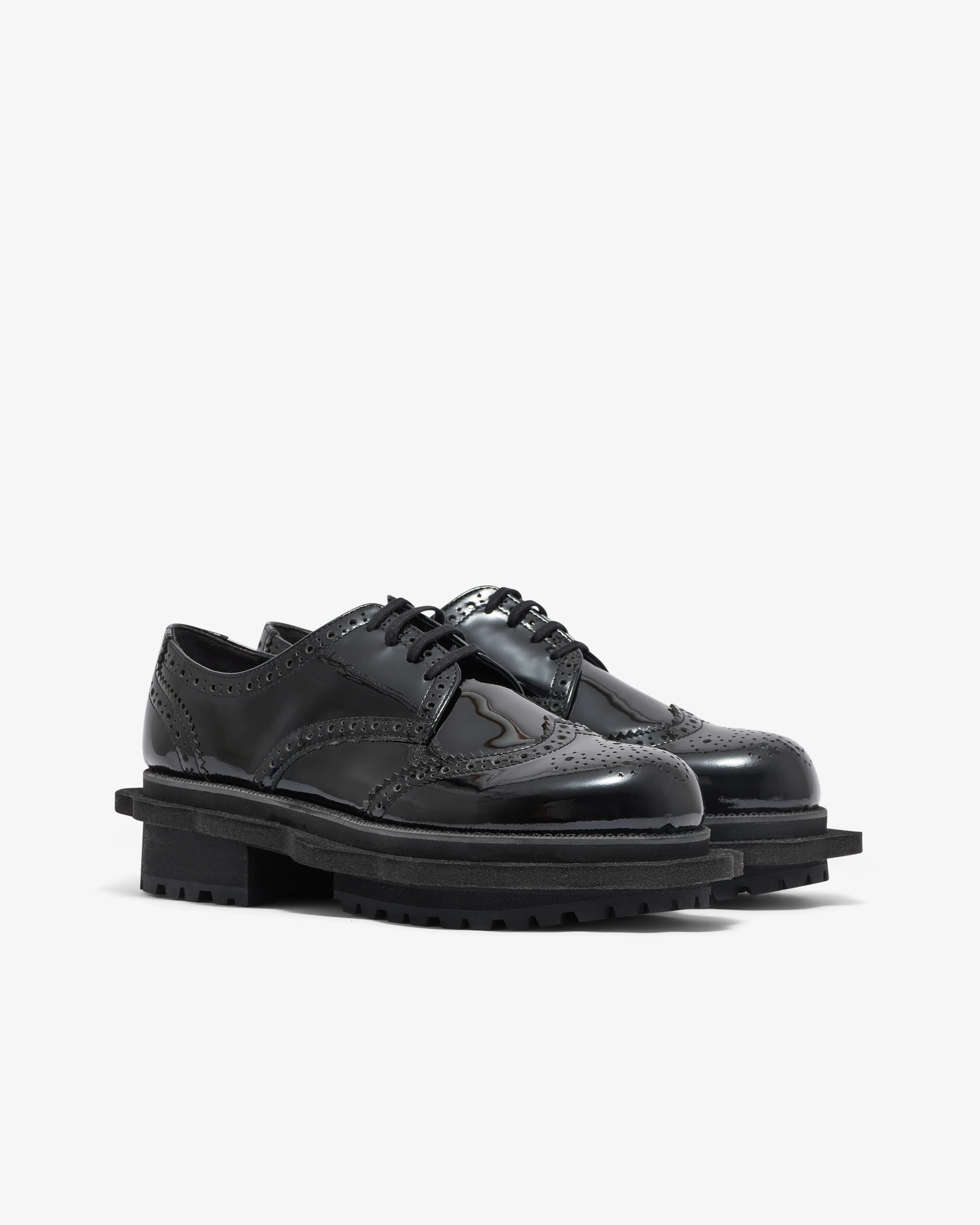 Tao - Women’s Platform Brogues - (Black) - Image 5