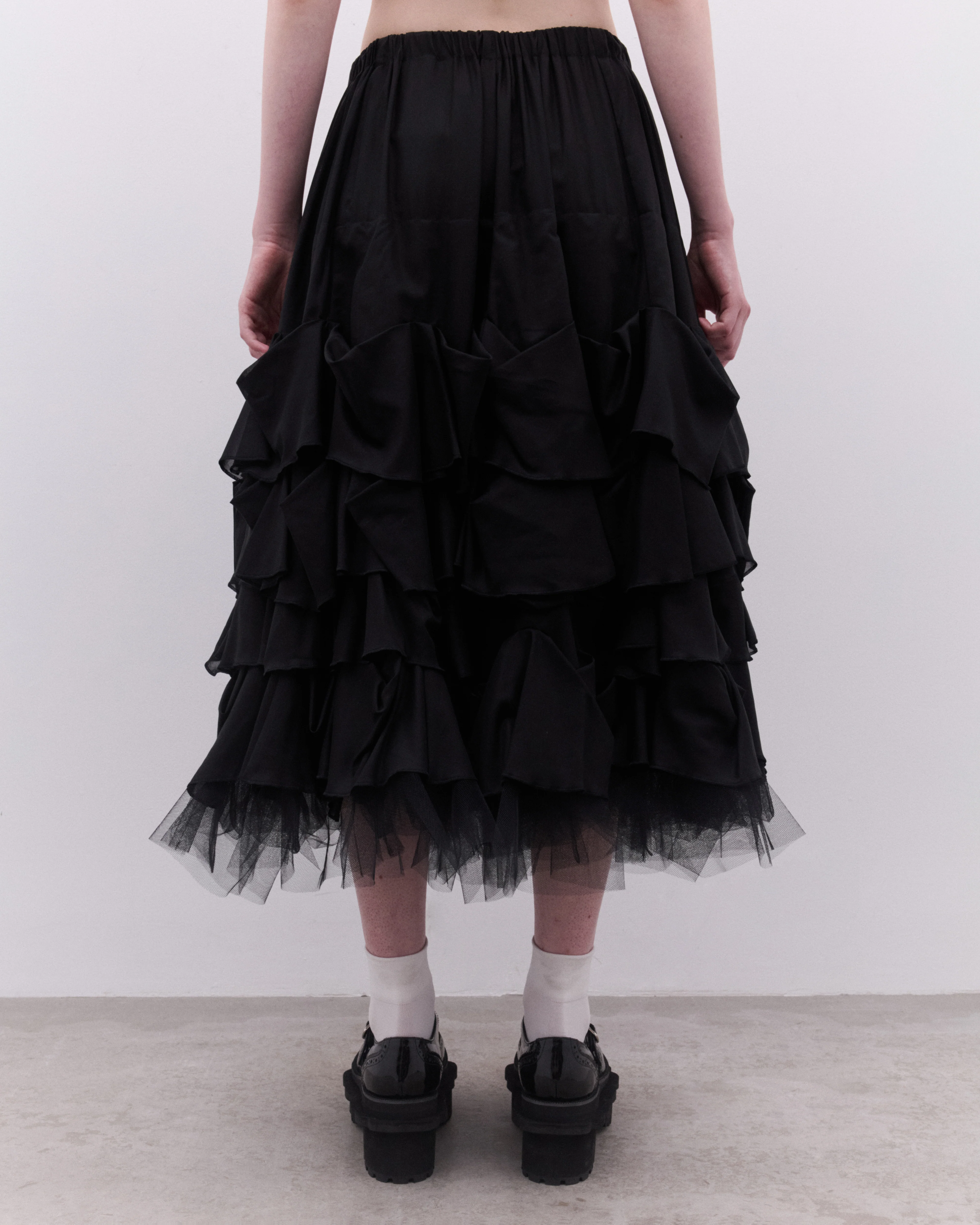 Tao - Women’s Gathered Tulle Skirt - (Black) - Image 4