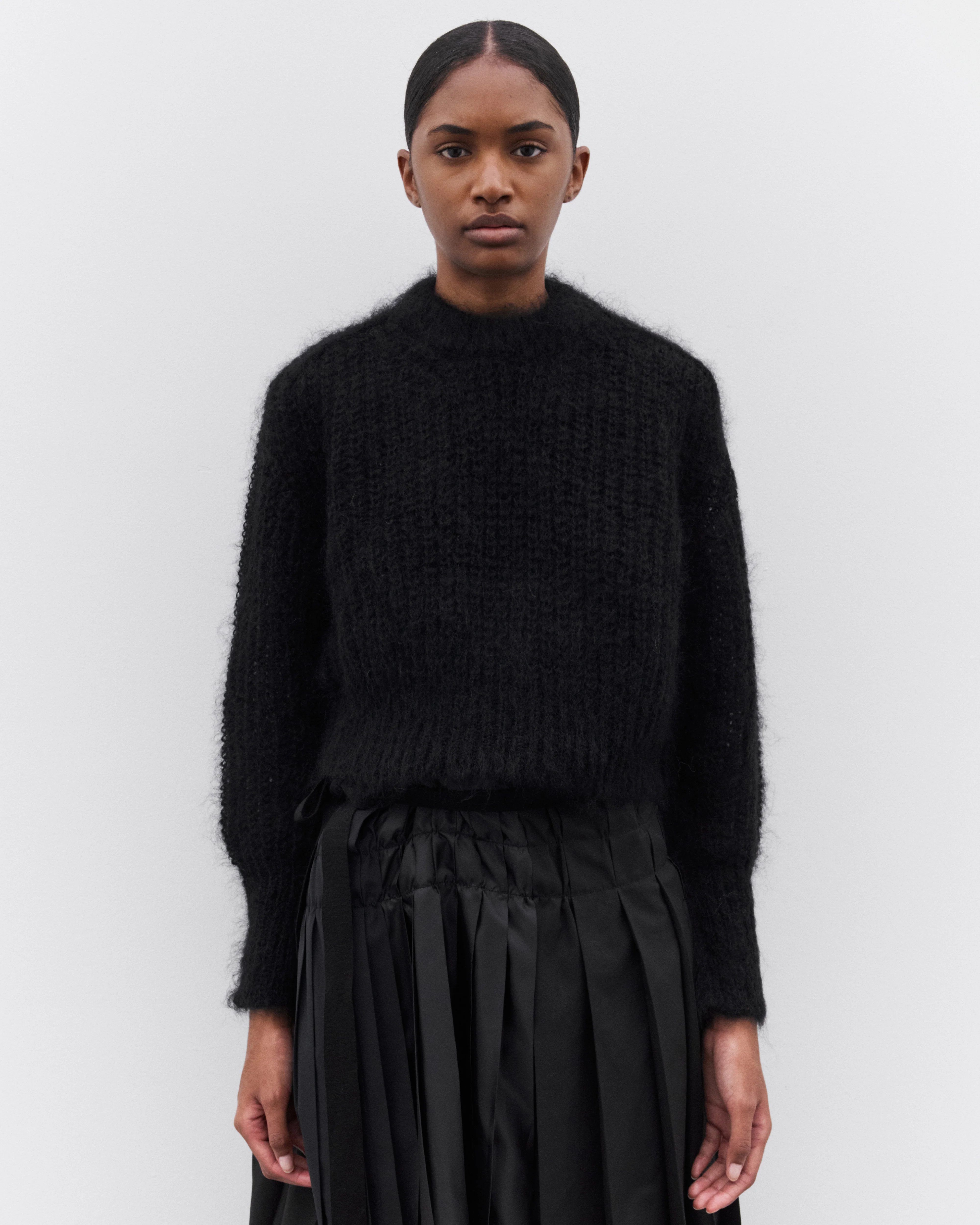 Tao - Women’s Fuzzy Knit Sweater - (Black) - Image 3