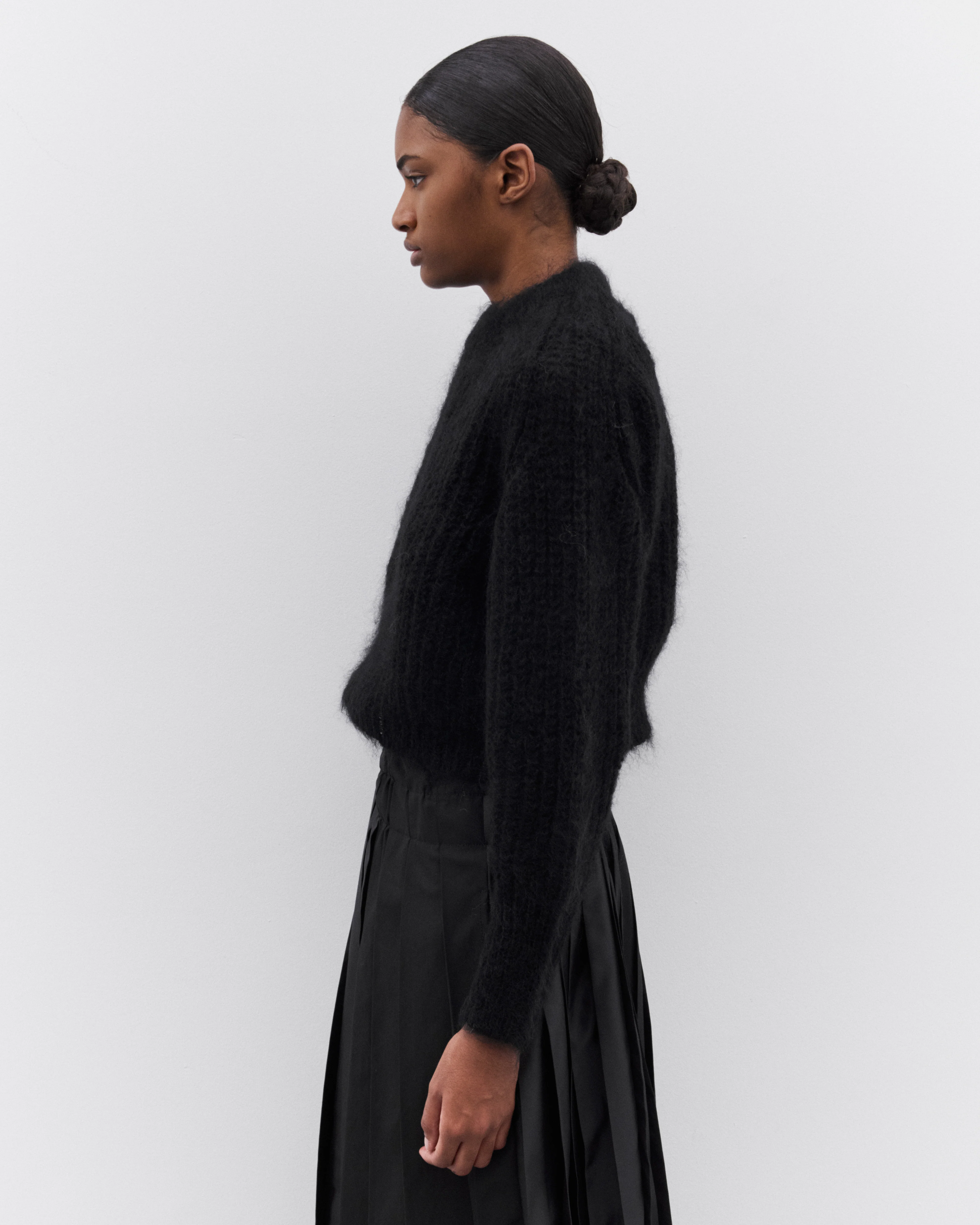 Tao - Women’s Fuzzy Knit Sweater - (Black) - Image 4