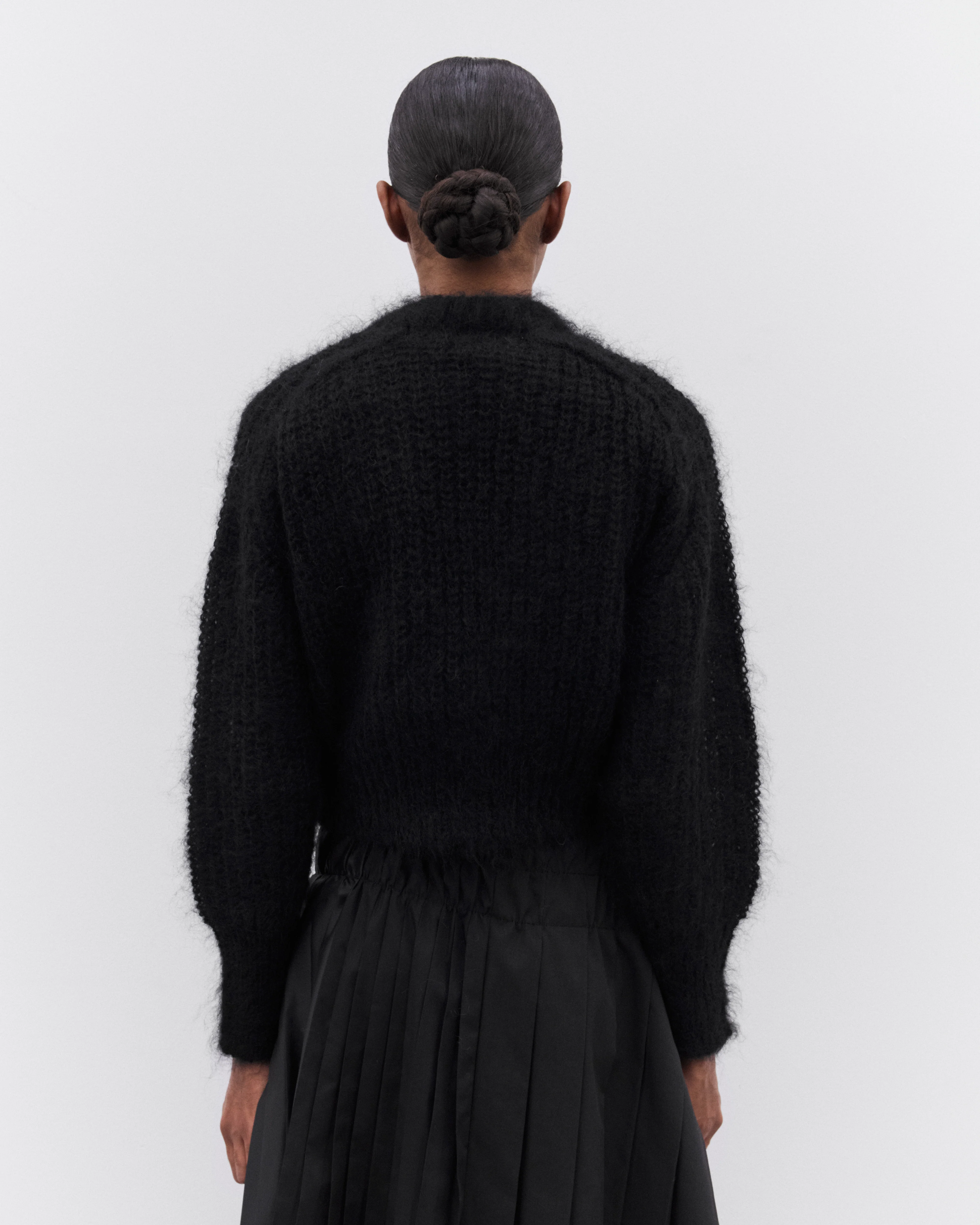 Tao - Women’s Fuzzy Knit Sweater - (Black) - Image 5