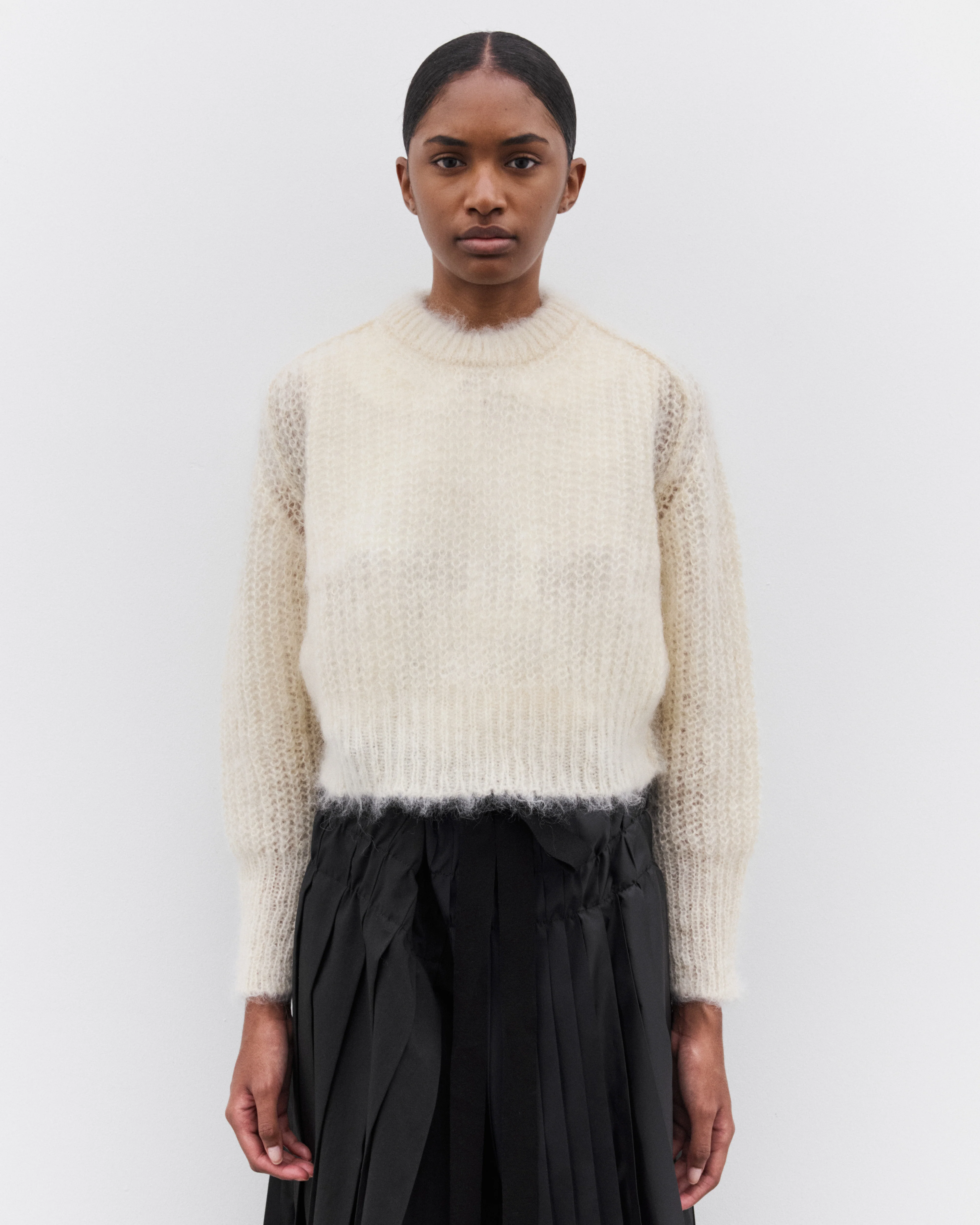 Tao - Women’s Fuzzy Knit Sweater - (Off White) - Image 3