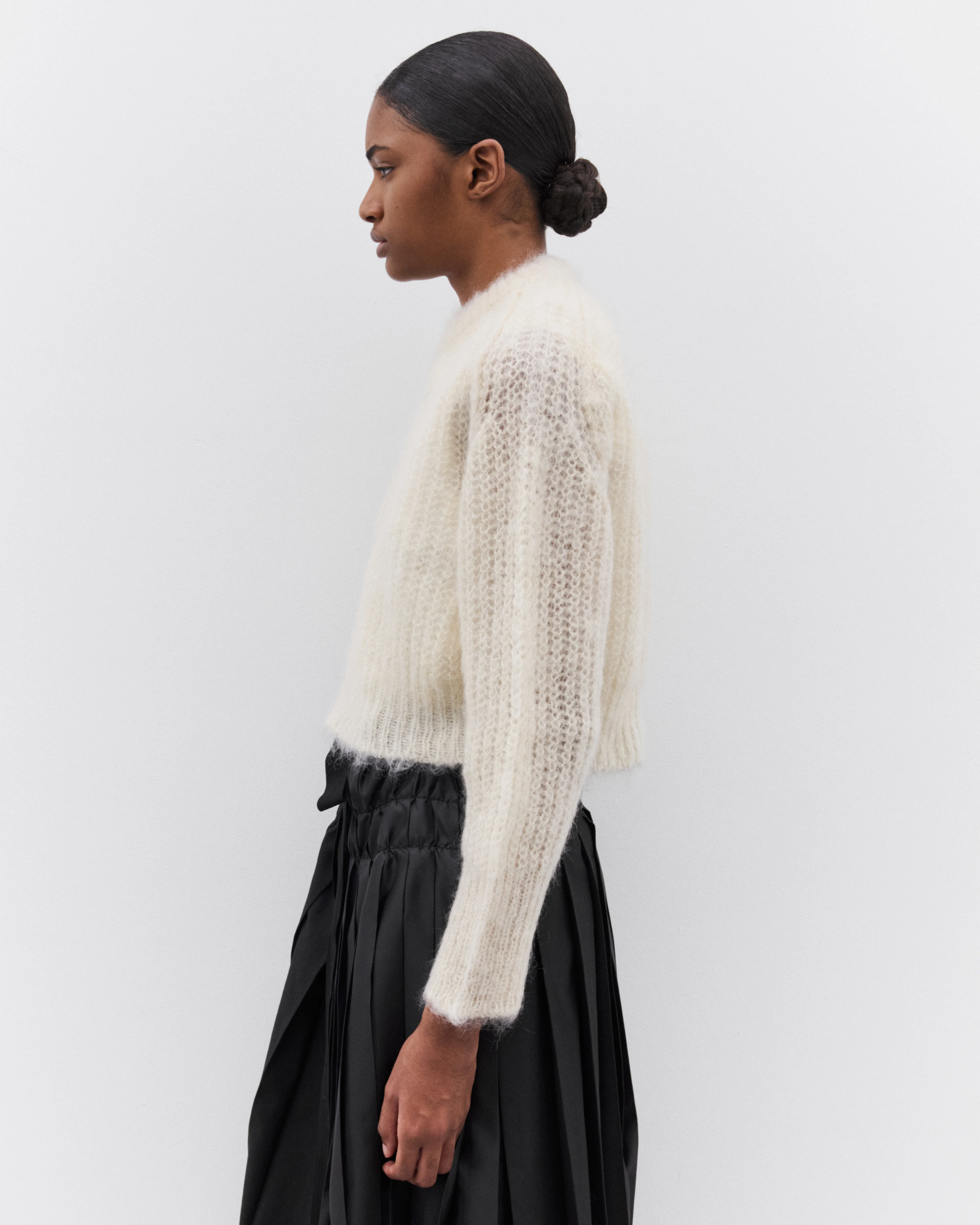 Tao - Women’s Fuzzy Knit Sweater - (Off White) - Image 4