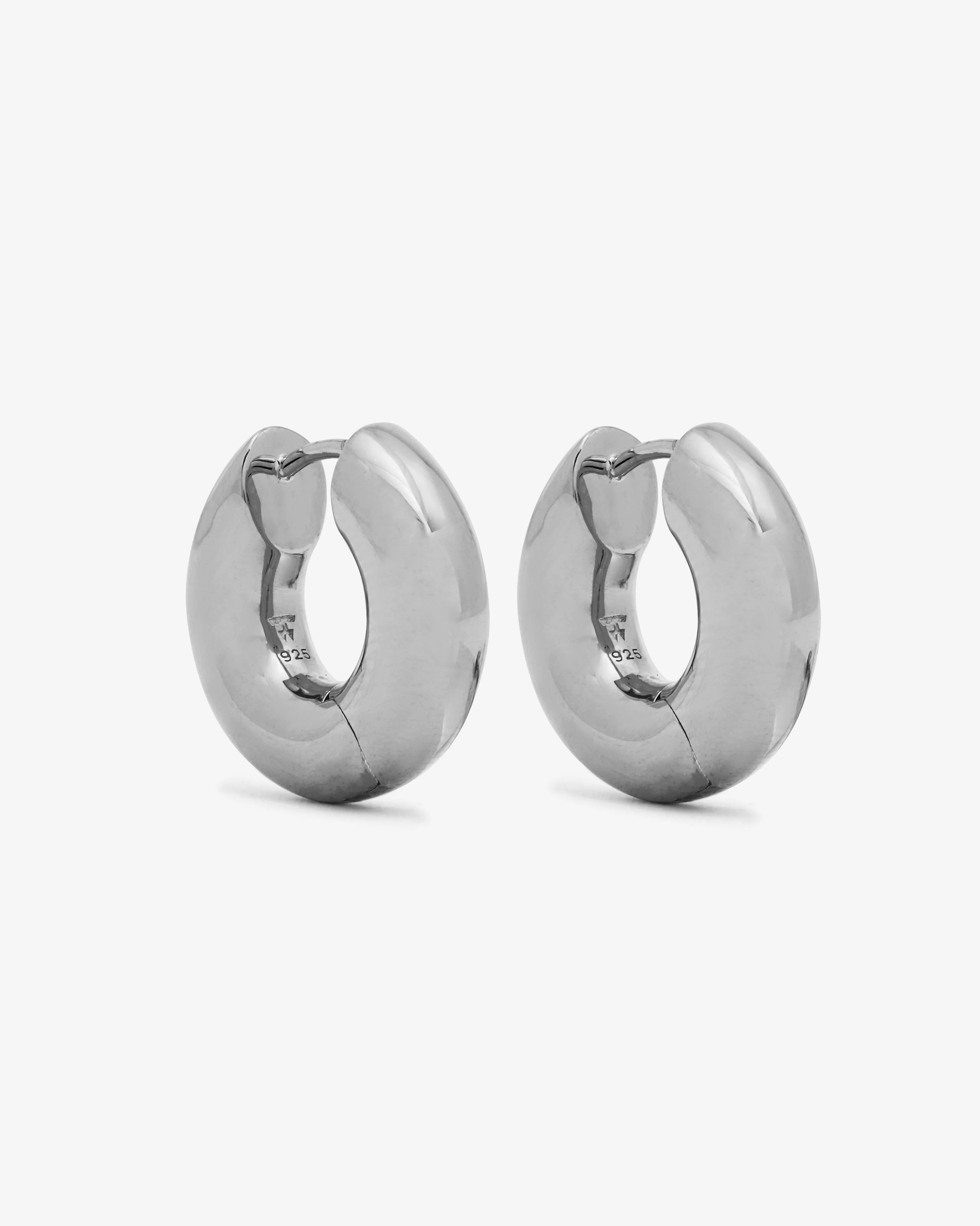 Tom Wood - Chunky Hoops Small - (Silver) - Image 2