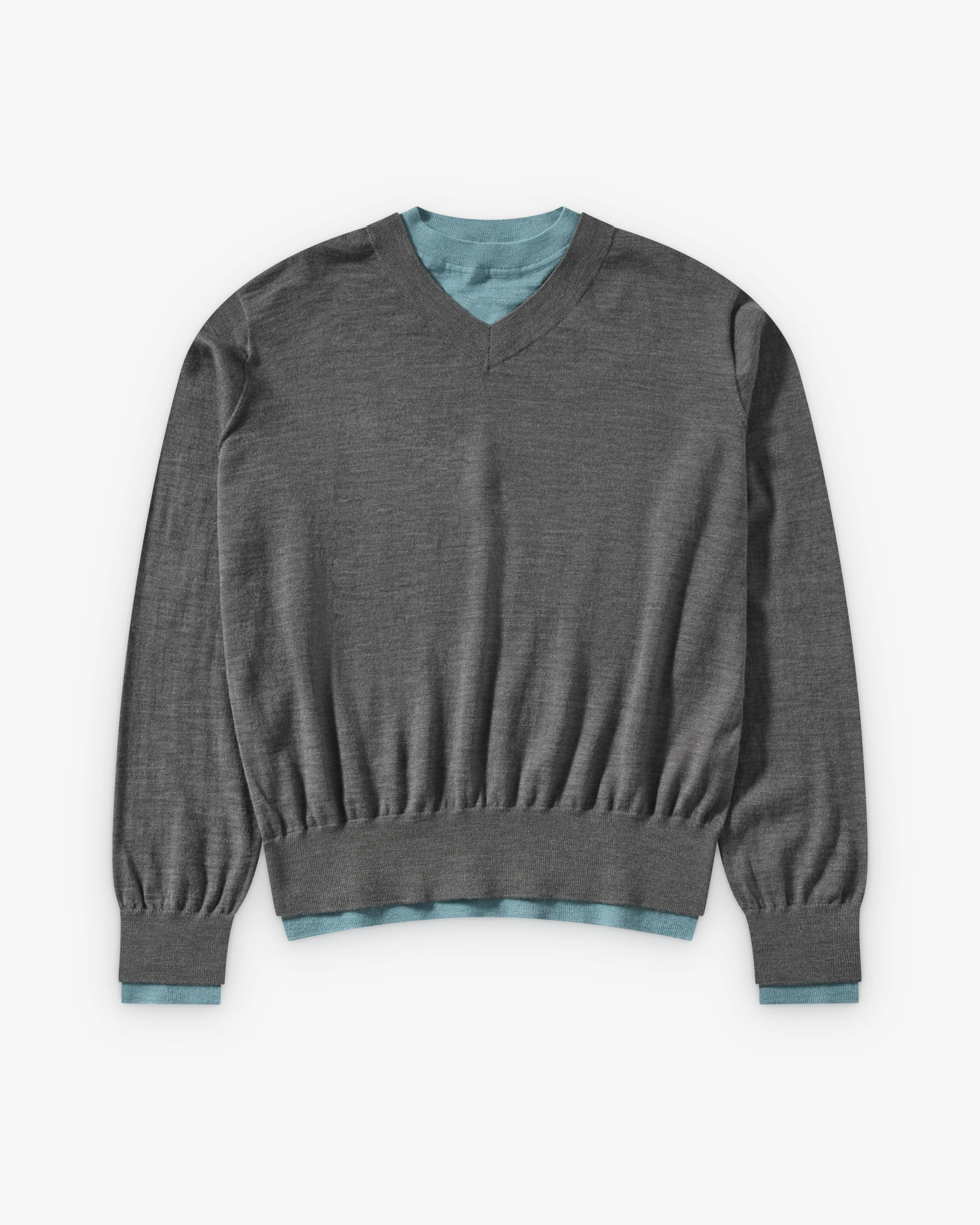 Townwear - Double Layered Sweater - (Turquoise/Grey)