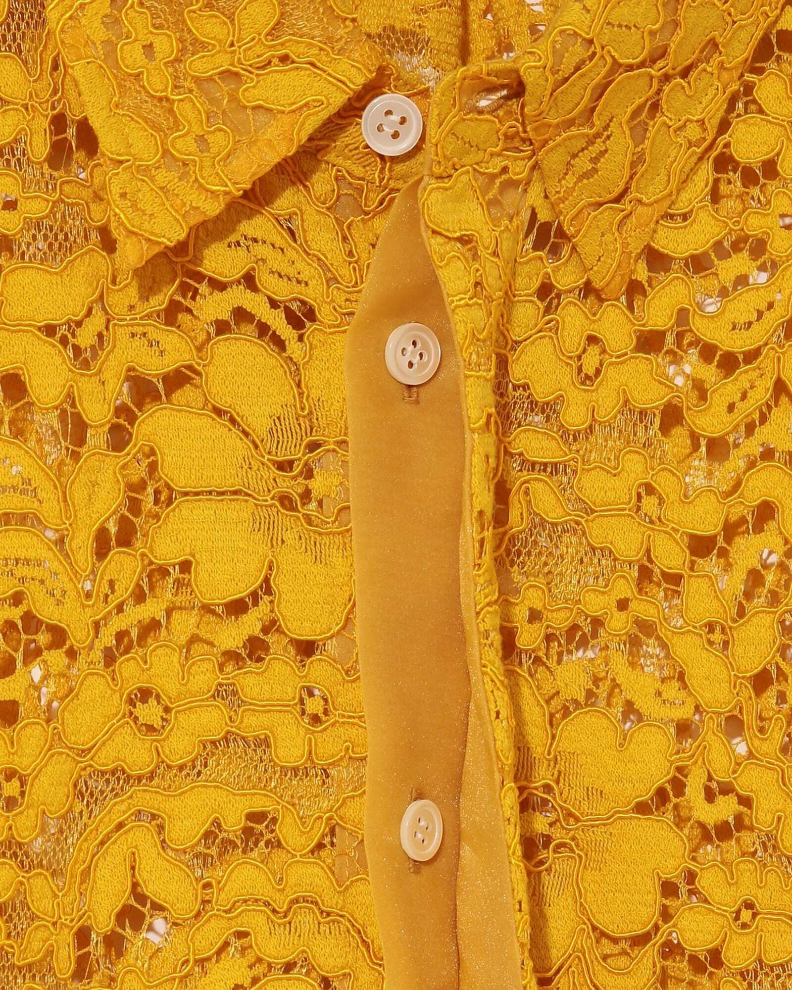 Undercover - Women’s Embroidered Lace Shirt - (Yellow) - Image 3