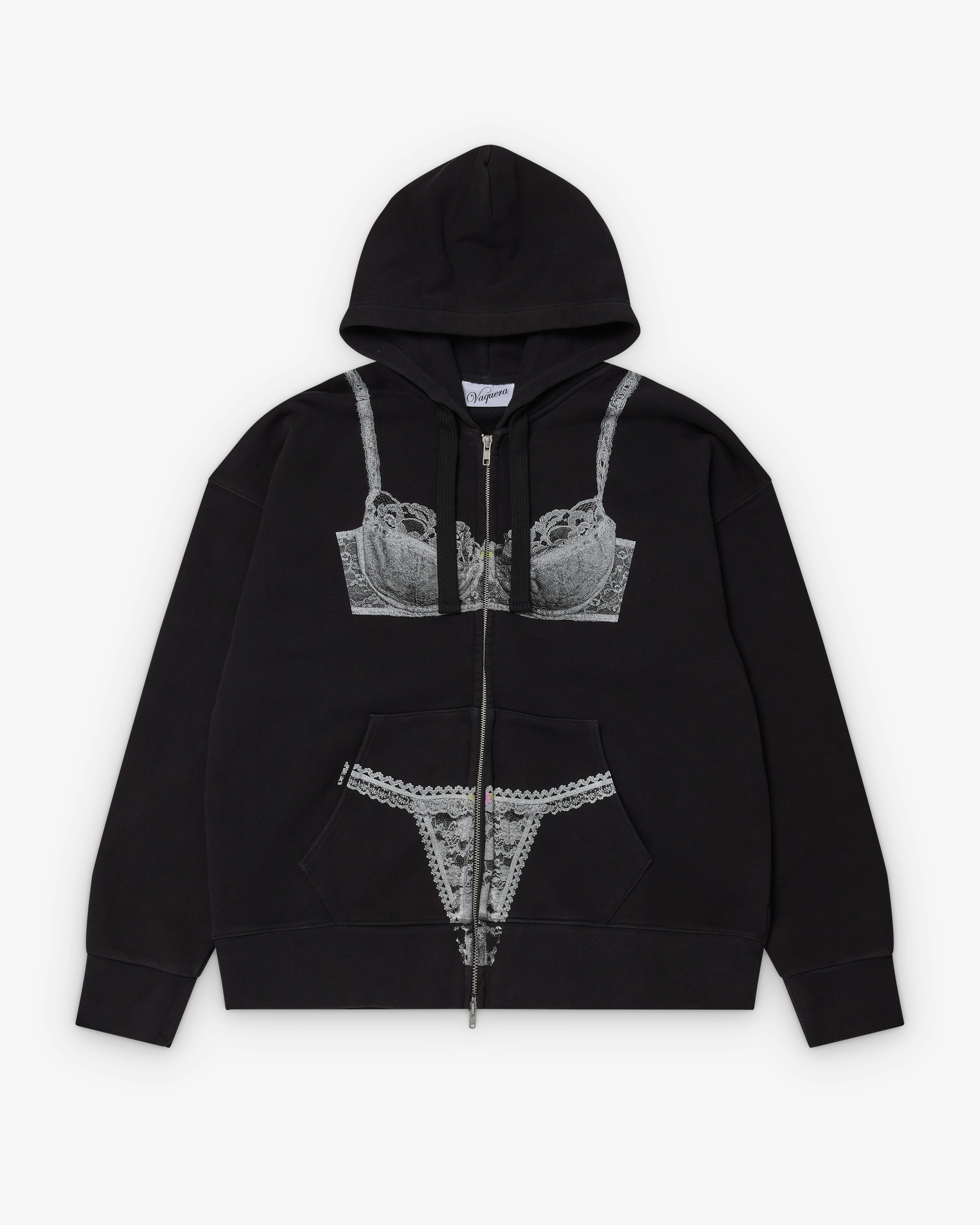Vaquera - Women's Trompe L'Oeil Hoodie - (Washed Black)
