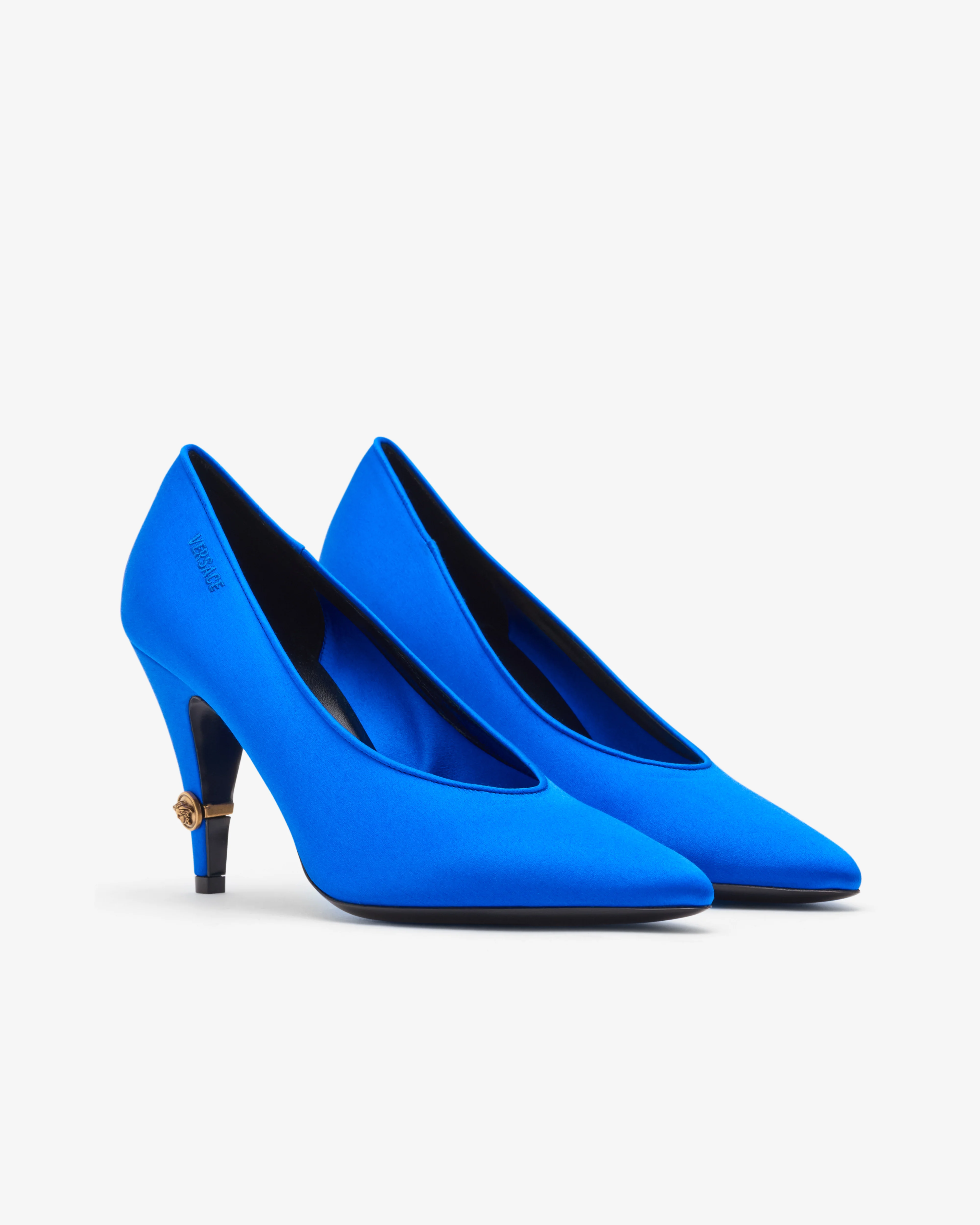 Versace - Women's Gianni Satin Pumps 90mm - (Blue) - Image 3