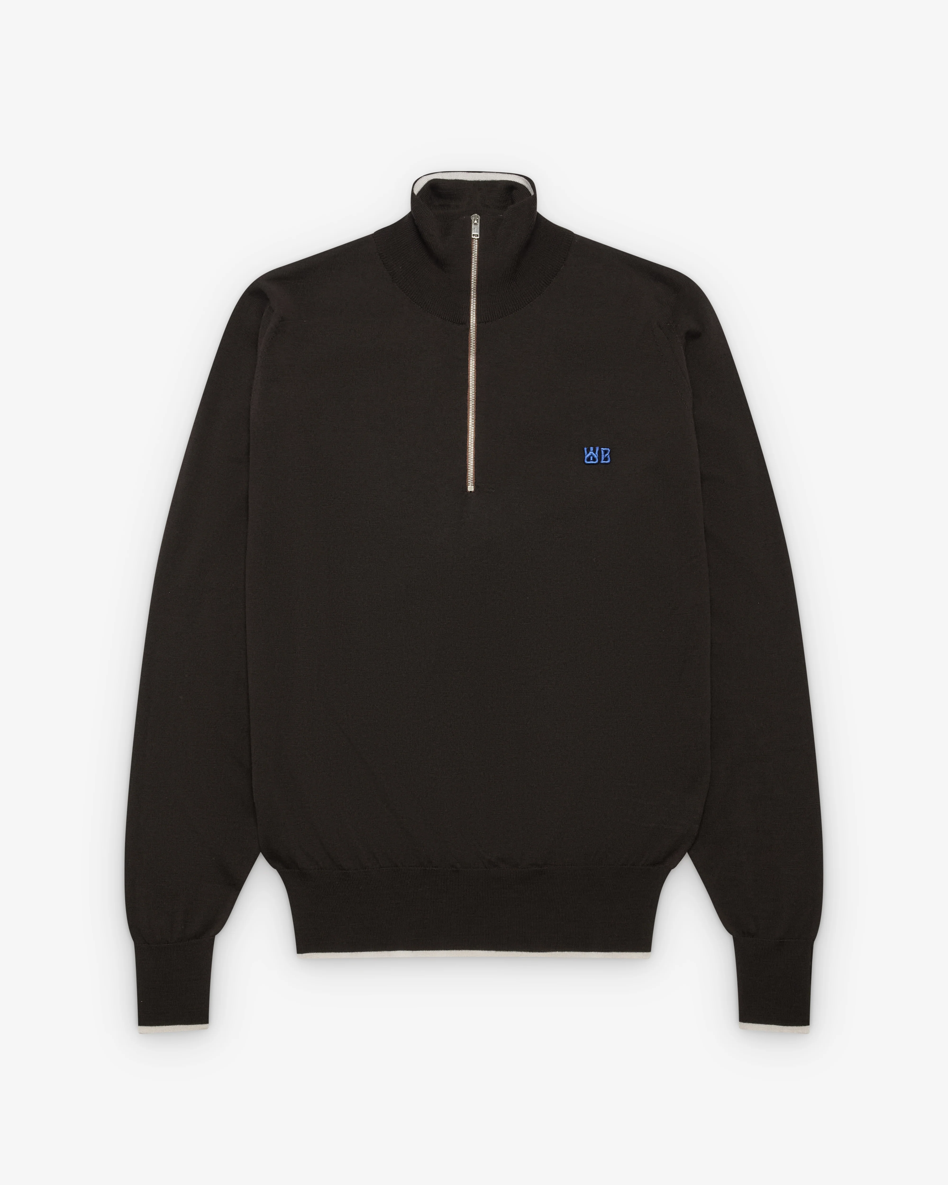 Wales Bonner - Men's John Smedley Park Quarter-Zip Jumper - (Dark Brown)