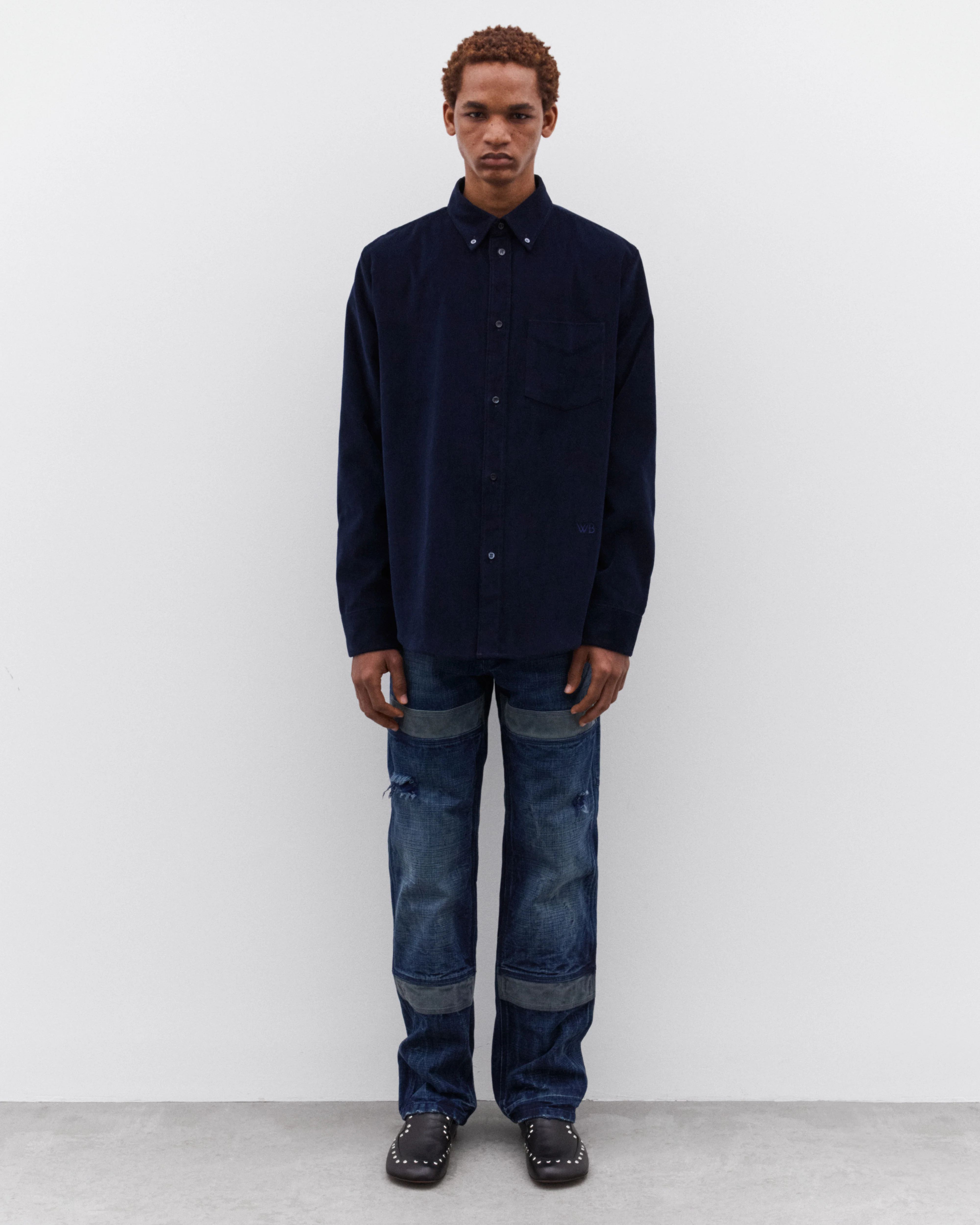 Wales Bonner - Men’s Grove Corduroy Shirt - (Navy) - Image 6