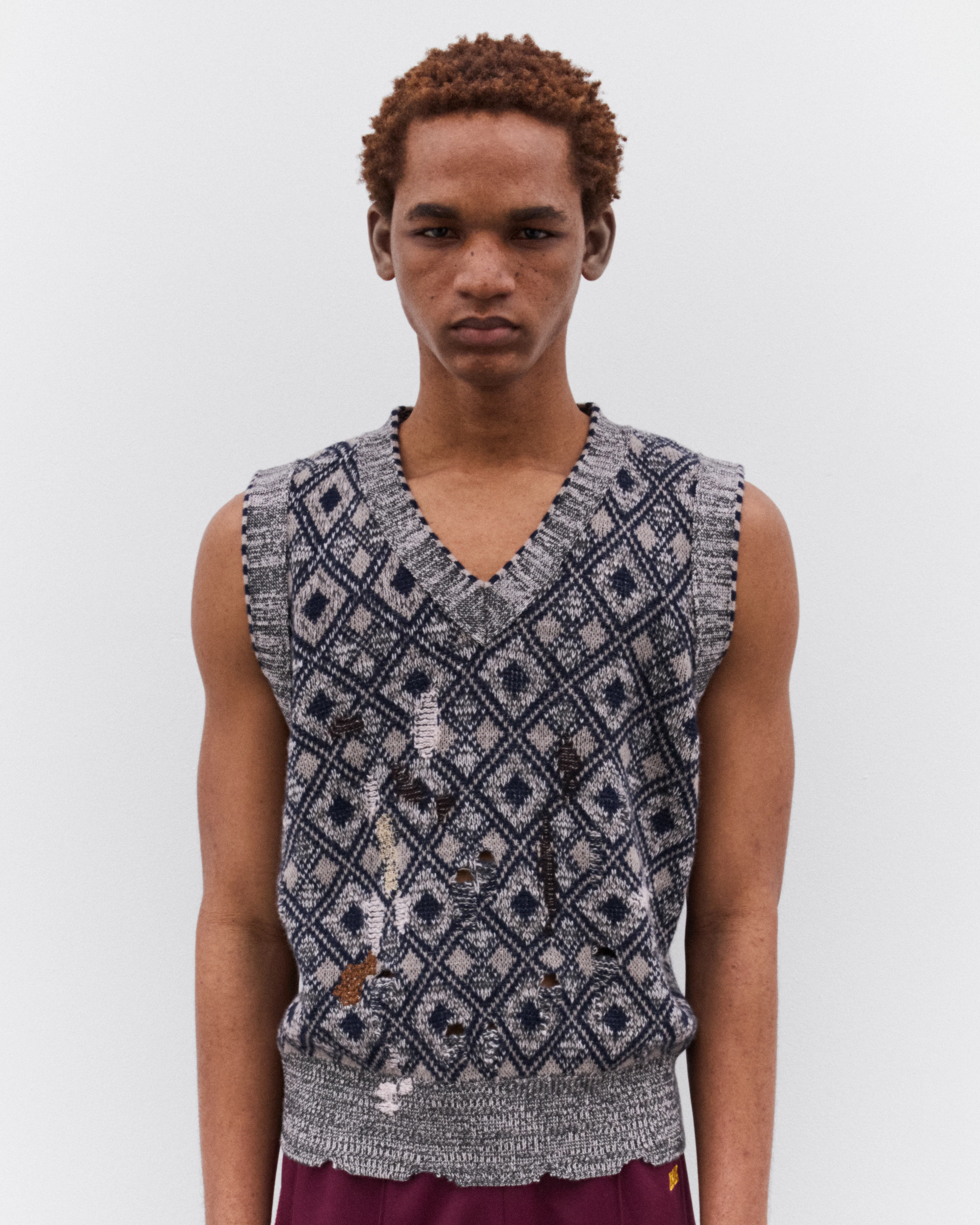 Wales Bonner - Men’s Sibling Knit Vest - (Grey) - Image 3