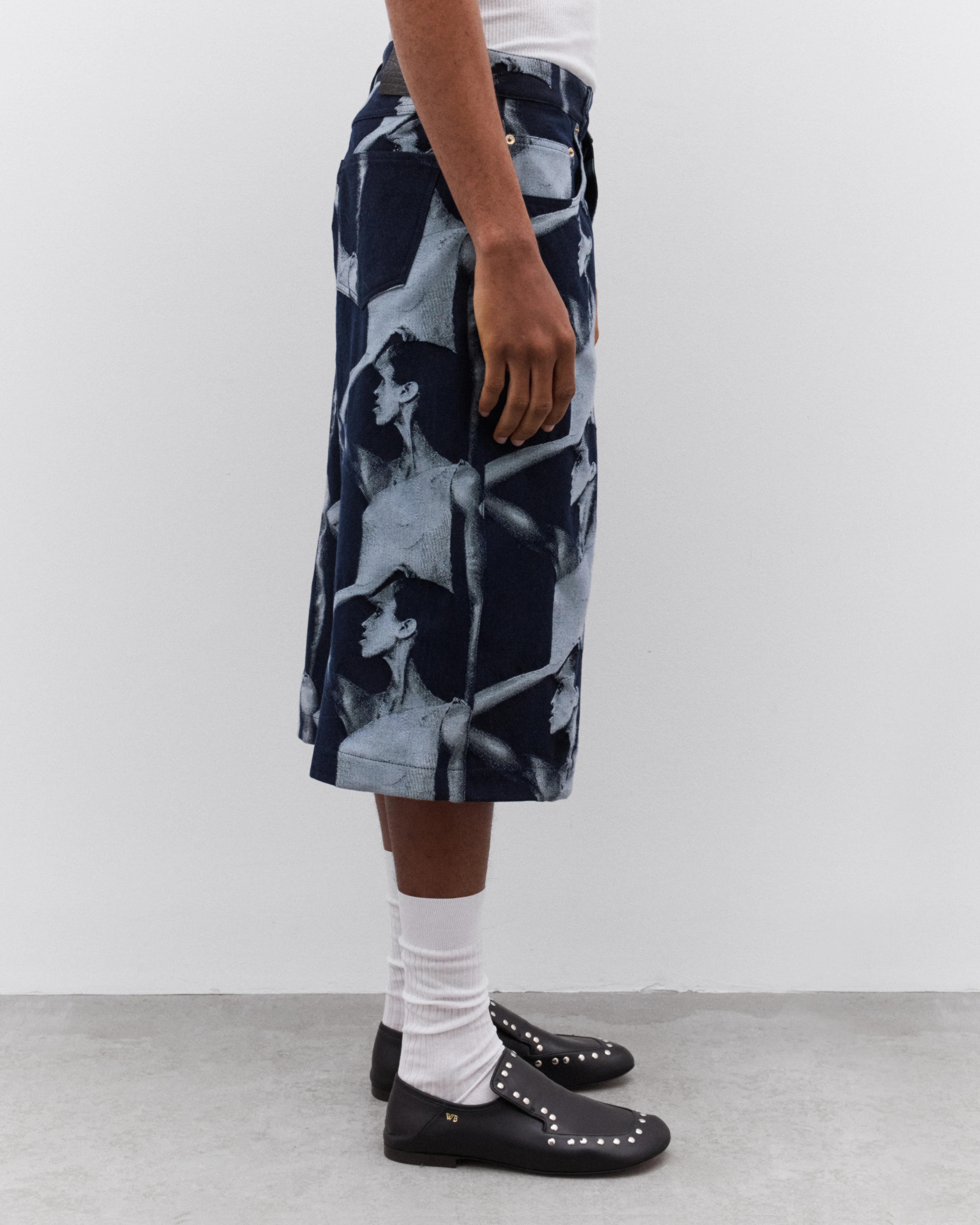 Wales Bonner - Men’s Printed Shorts - (Indigo) - Image 4