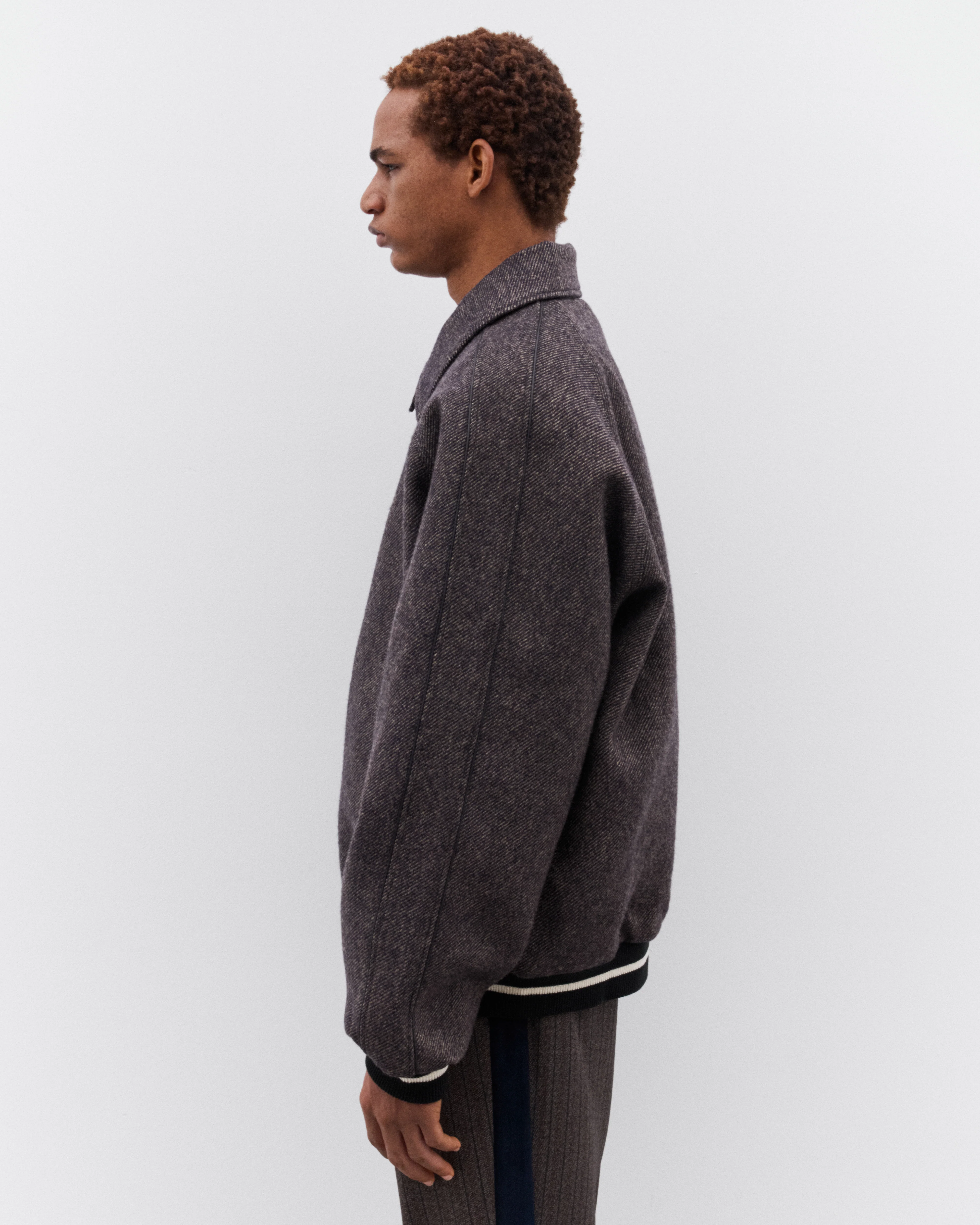 Wales Bonner - Men’s Varsity Jacket - (Grey) - Image 3