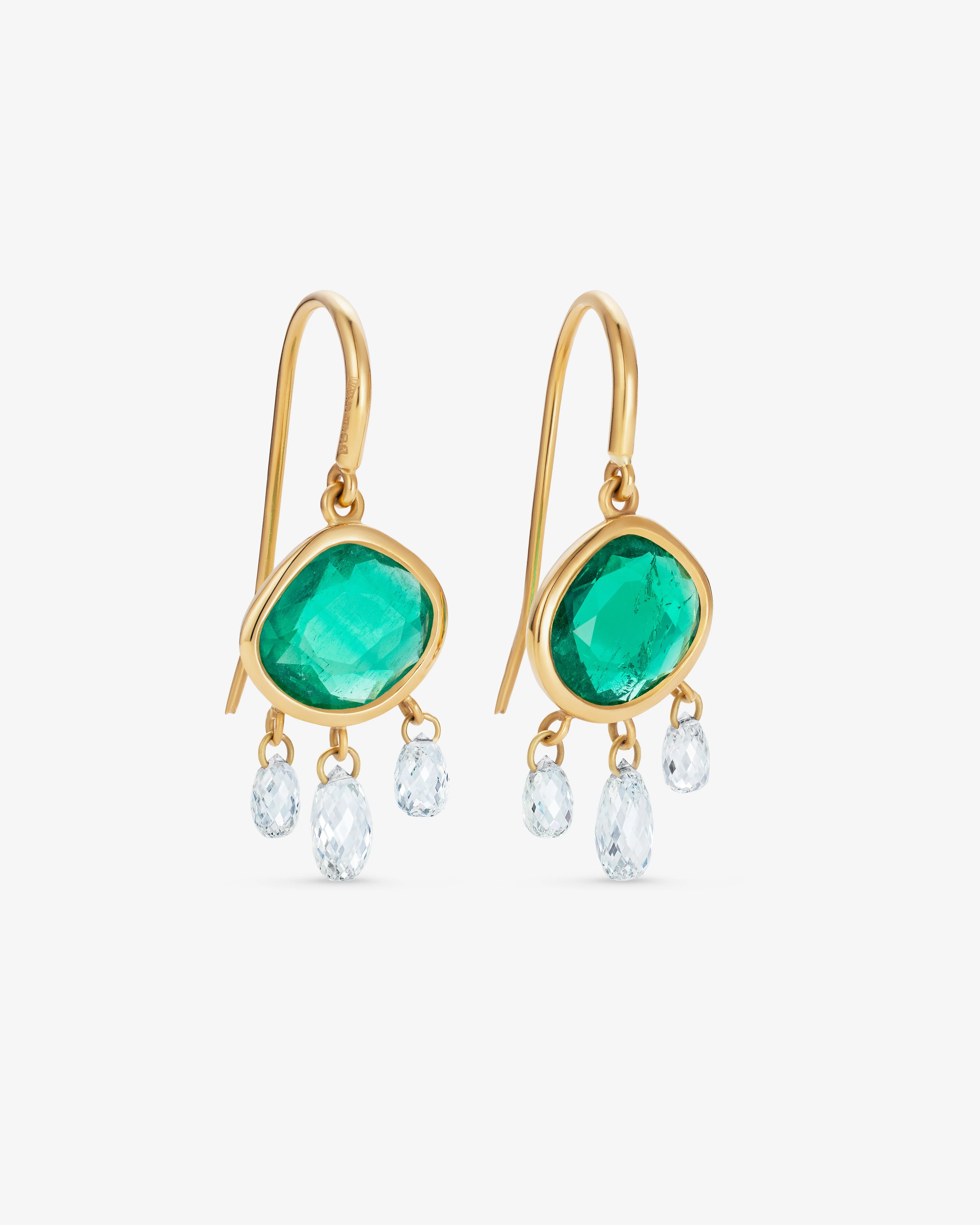 William Welstead - Emerald Hook Earrings - (Yellow Gold) - Image 2