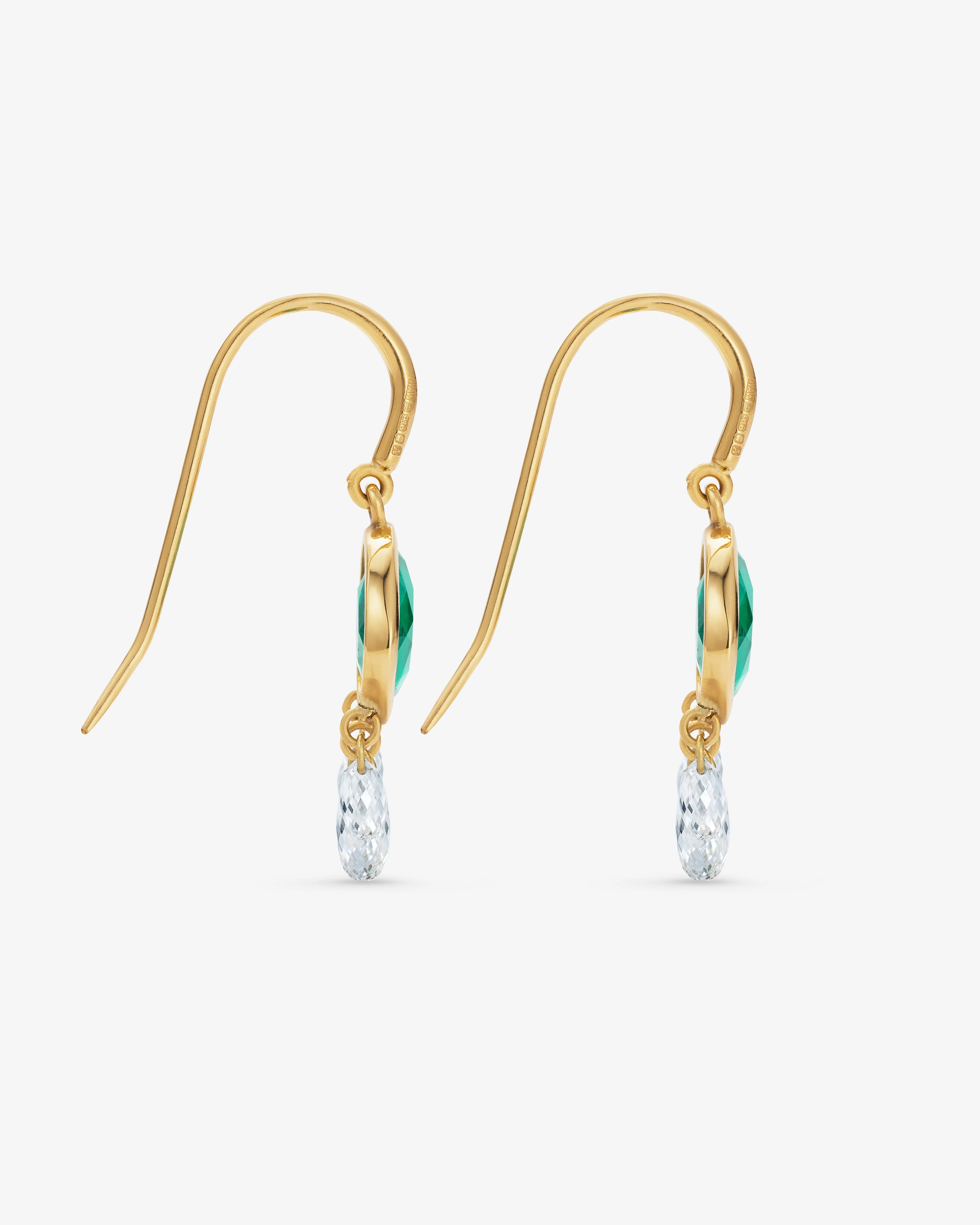 William Welstead - Emerald Hook Earrings - (Yellow Gold) - Image 3